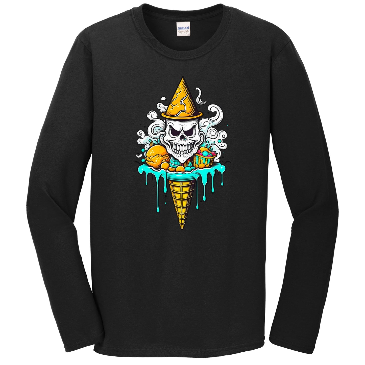 Ghost Skeleton Ice Cream Cone Scary Halloween Long Sleeve T-Shirt