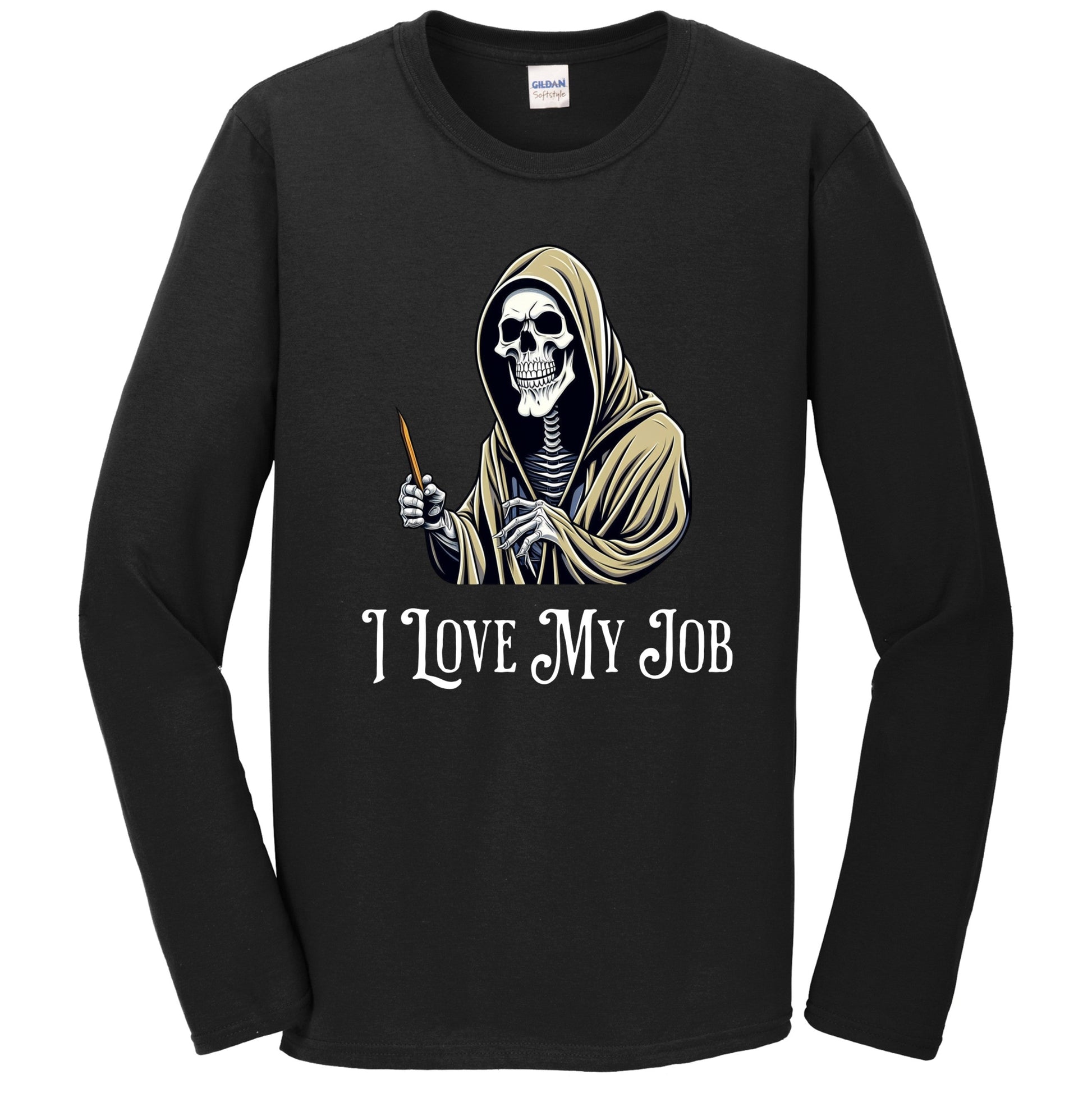 Grim Reaper I Love My Job Funny Halloween Long Sleeve T-Shirt