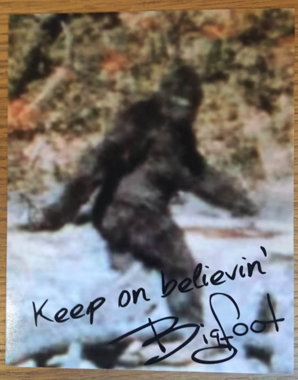 Sasquatch Signed 8x10 Photo with COA - Bigfoot Autograph Funny Novelty Gag Gift