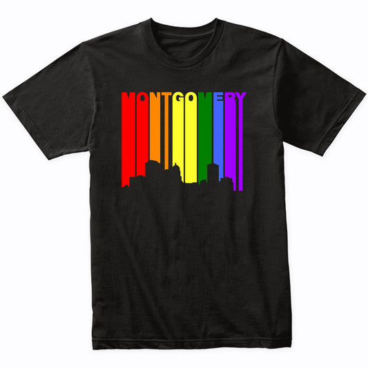 Montgomery Alabama LGBTQ Gay Pride Rainbow Skyline T-Shirt