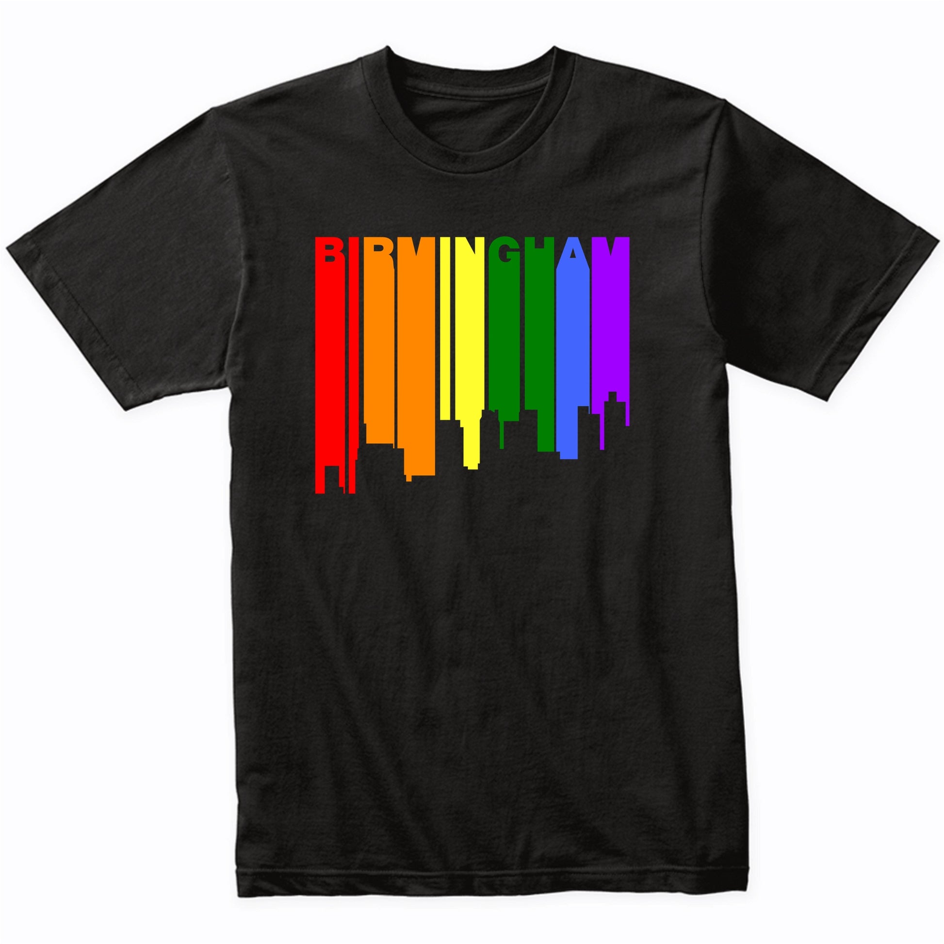 Birmingham Alabama LGBTQ Gay Pride Rainbow Skyline T-Shirt