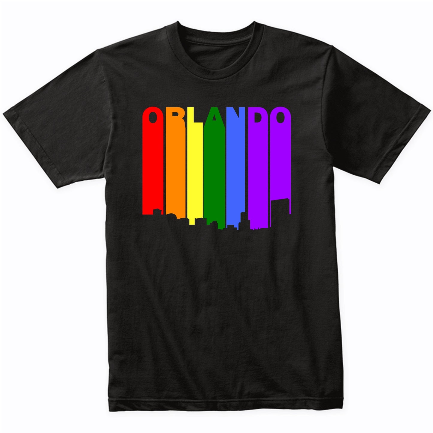 Orlando Florida LGBTQ Gay Pride Rainbow Skyline T-Shirt