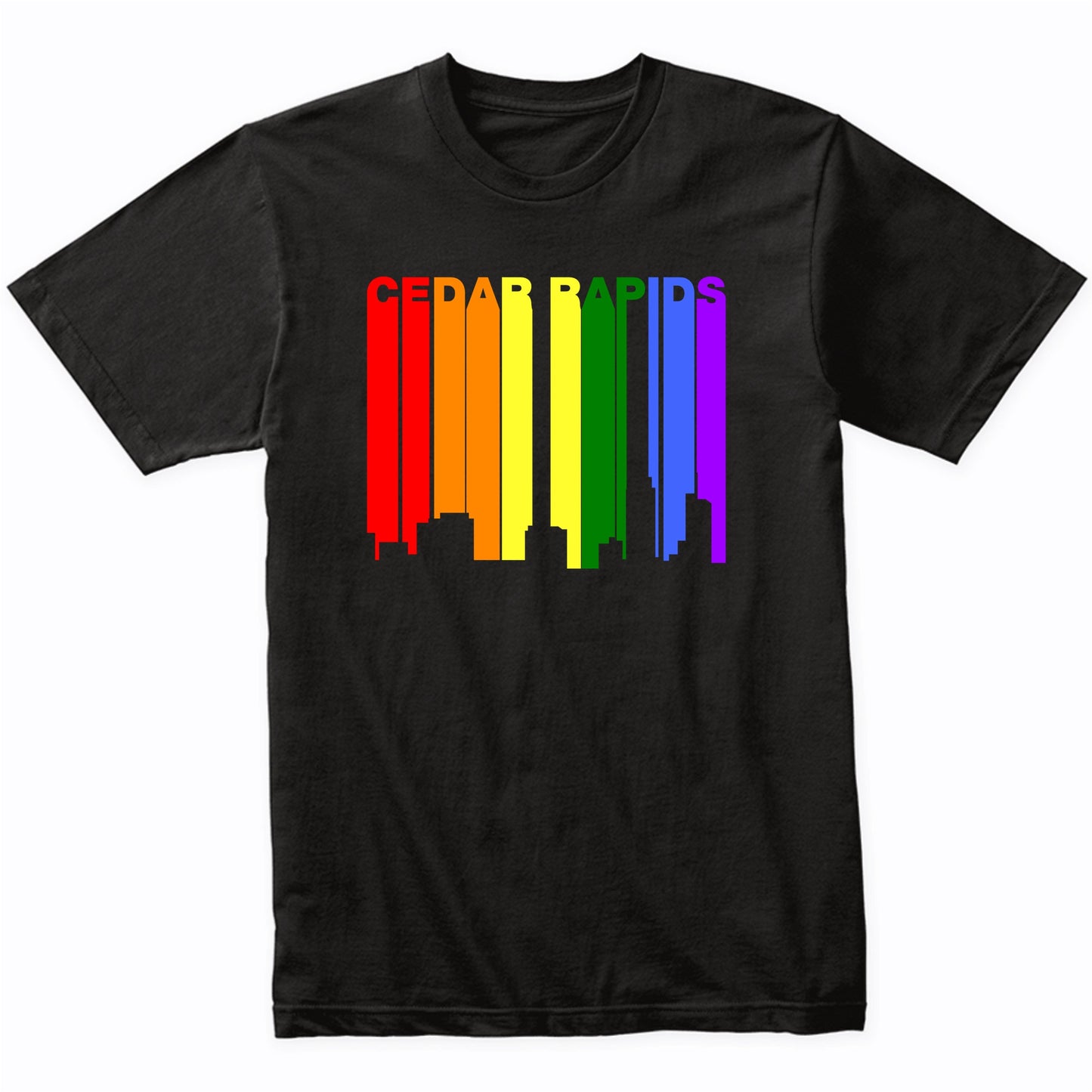Cedar Rapids Iowa LGBTQ Gay Pride Rainbow Skyline T-Shirt