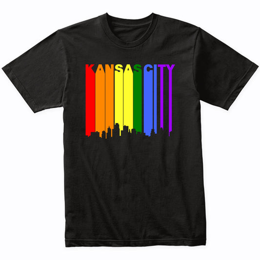 Kansas City Kansas LGBTQ Gay Pride Rainbow Skyline T-Shirt