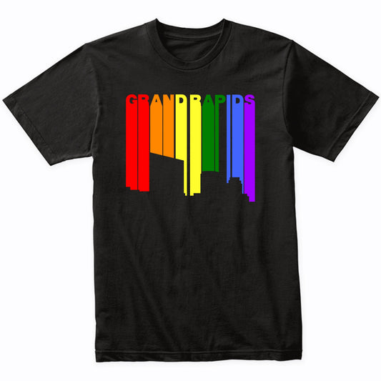 Grand Rapids Michigan LGBTQ Gay Pride Rainbow Skyline T-Shirt