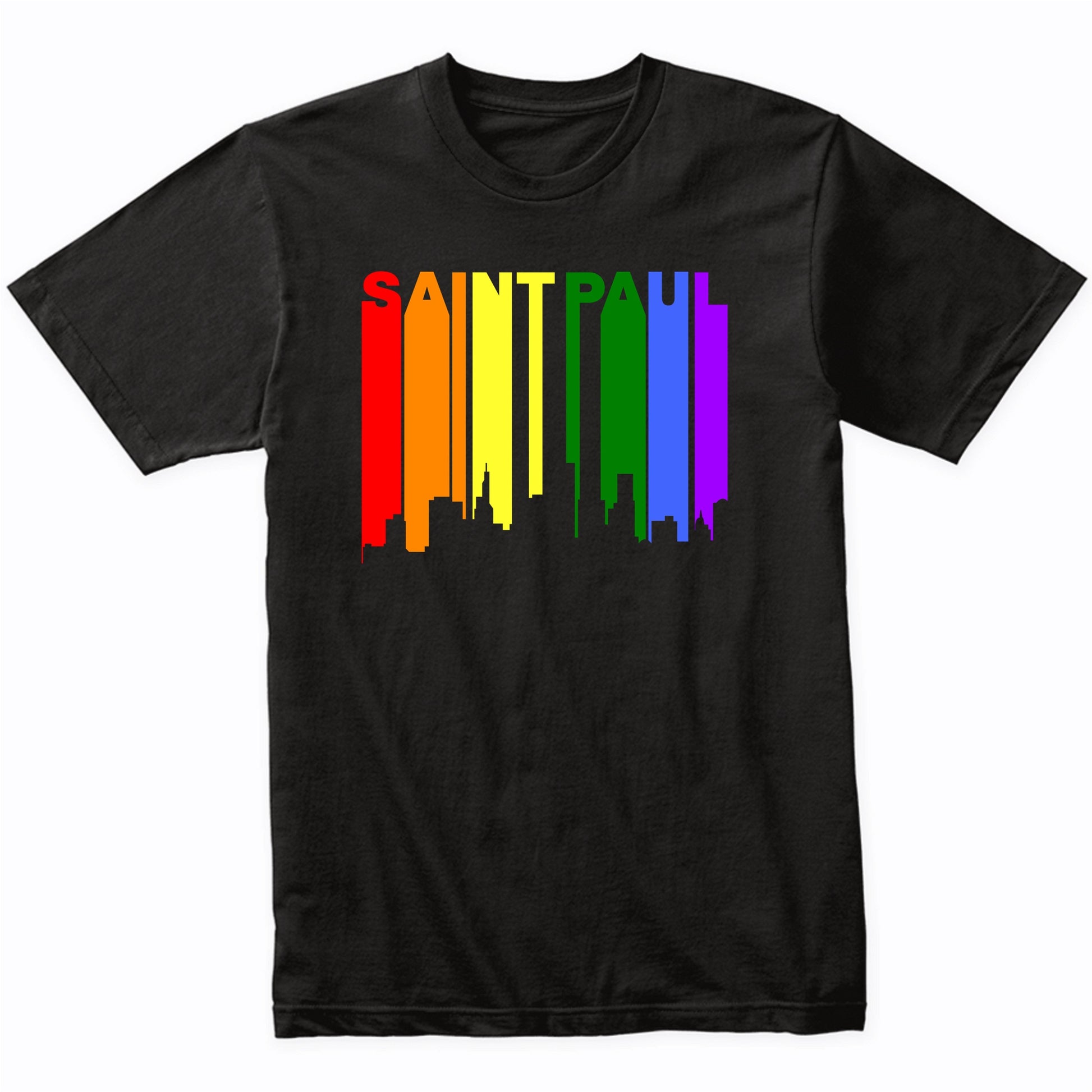Saint Paul Minnesota LGBTQ Gay Pride Rainbow Skyline T-Shirt