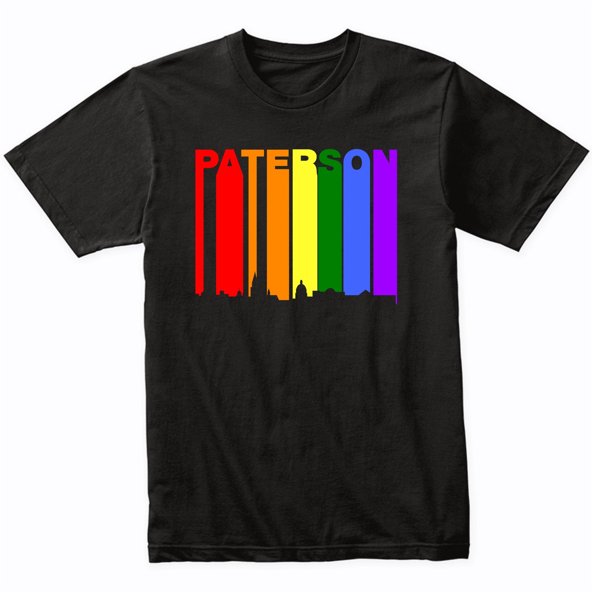 Paterson New Jersey LGBTQ Gay Pride Rainbow Skyline T-Shirt