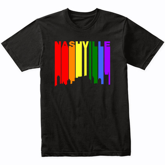 Nashville Tennessee LGBTQ Gay Pride Rainbow Skyline T-Shirt