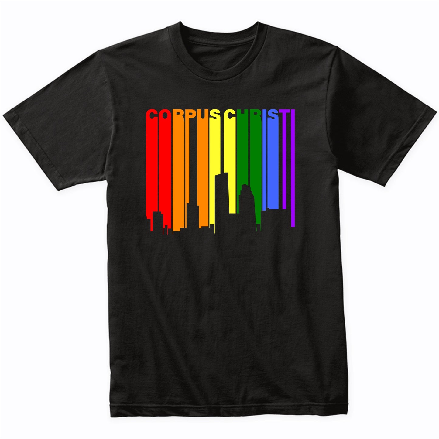 Corpus Christi Texas LGBTQ Gay Pride Rainbow Skyline T-Shirt