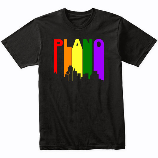 Plano Texas LGBTQ Gay Pride Rainbow Skyline T-Shirt