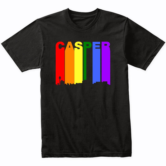 Casper Wyoming LGBTQ Gay Pride Rainbow Skyline T-Shirt