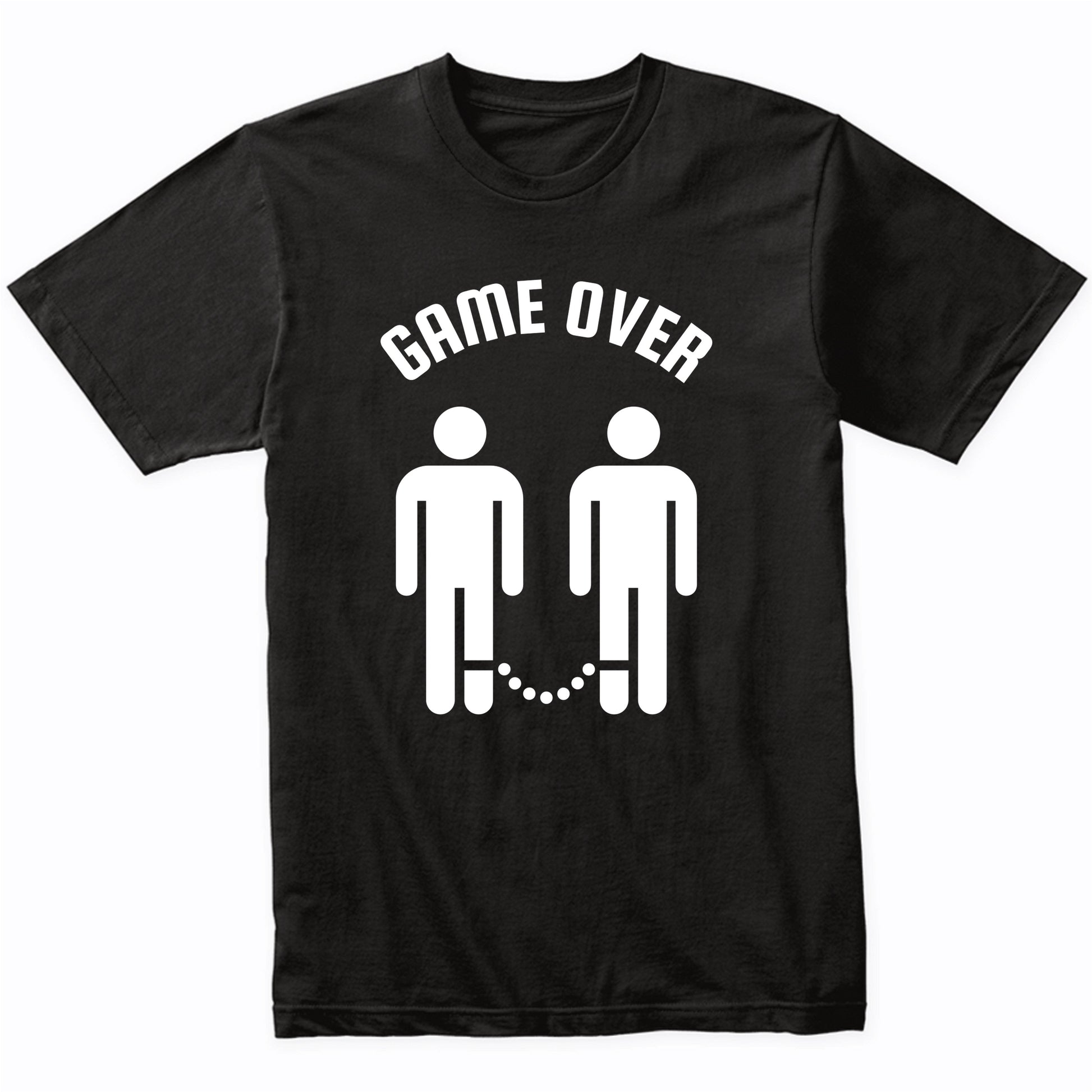 Game Over Funny Gay Marriage 2 Grooms Bachelor Party Shirt