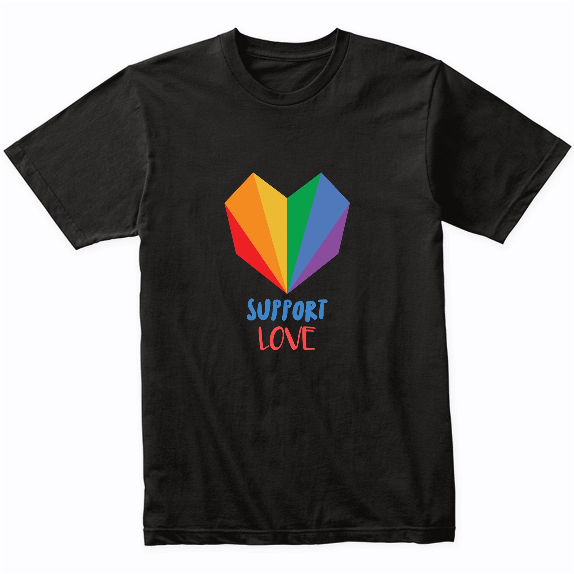 Support Love Gay Pride LGBTQ Rainbow Heart T-Shirt