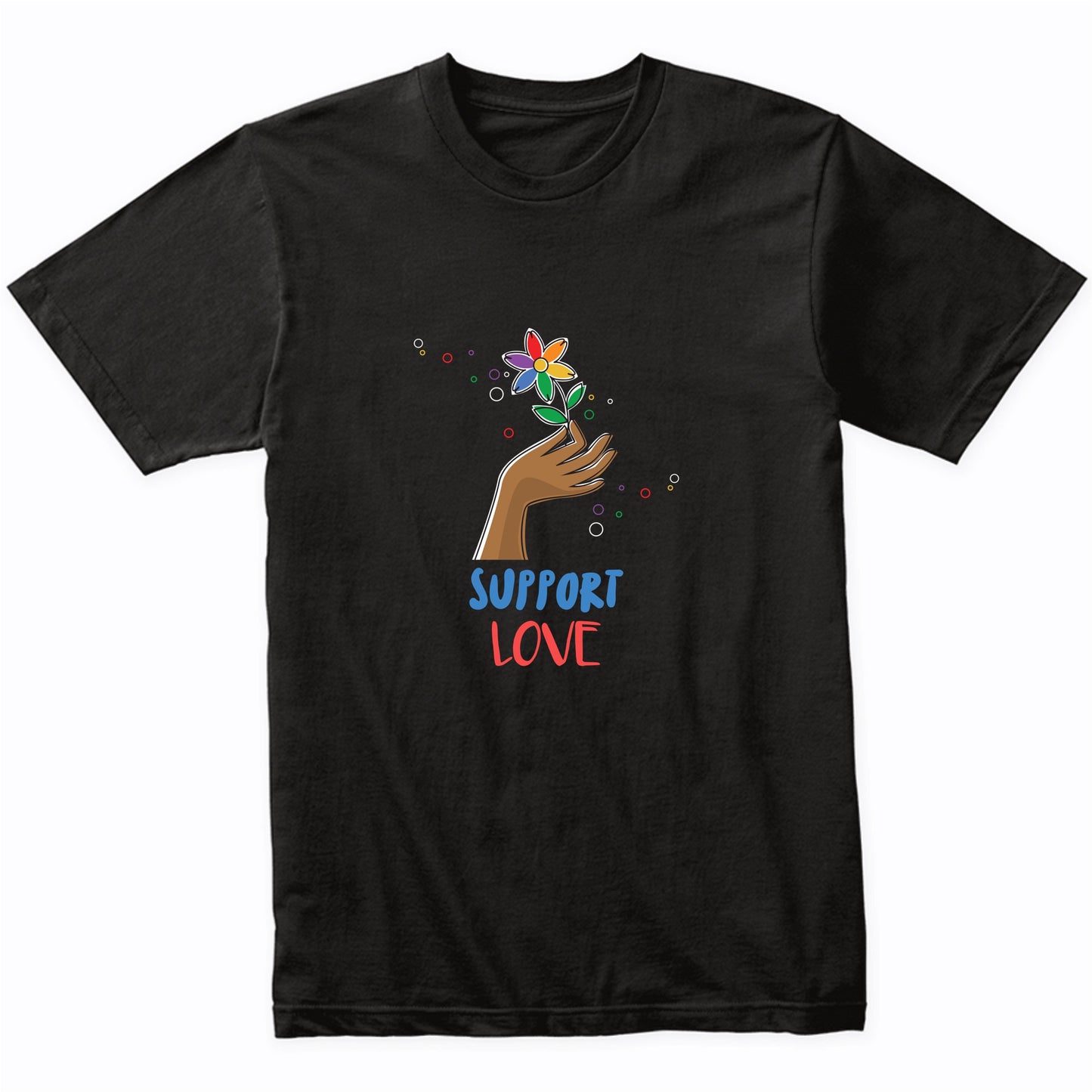 Support Love Gay Pride LGBTQ Rainbow Flower T-Shirt
