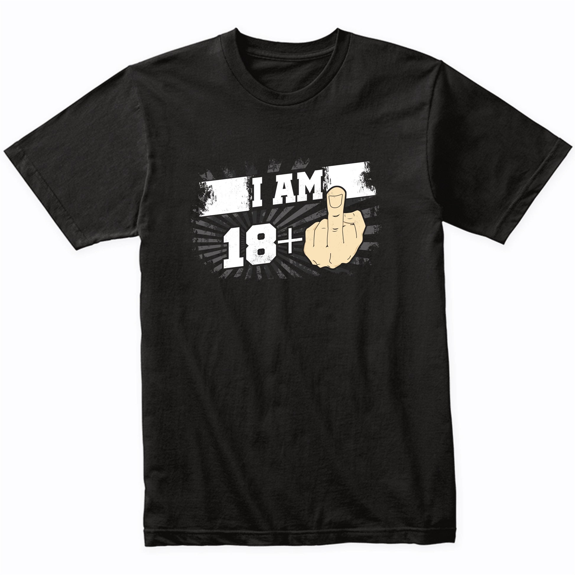 19th Birthday Shirt For Men - I Am 18 Plus Middle Finger 19 Years Old T-Shirt