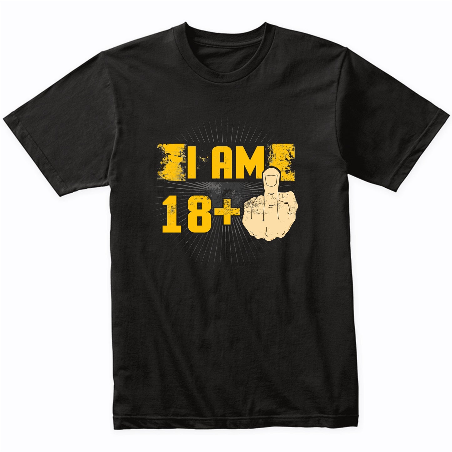 19th Birthday Shirt For Men - I Am 18 Plus Middle Finger 19 Years Old T-Shirt