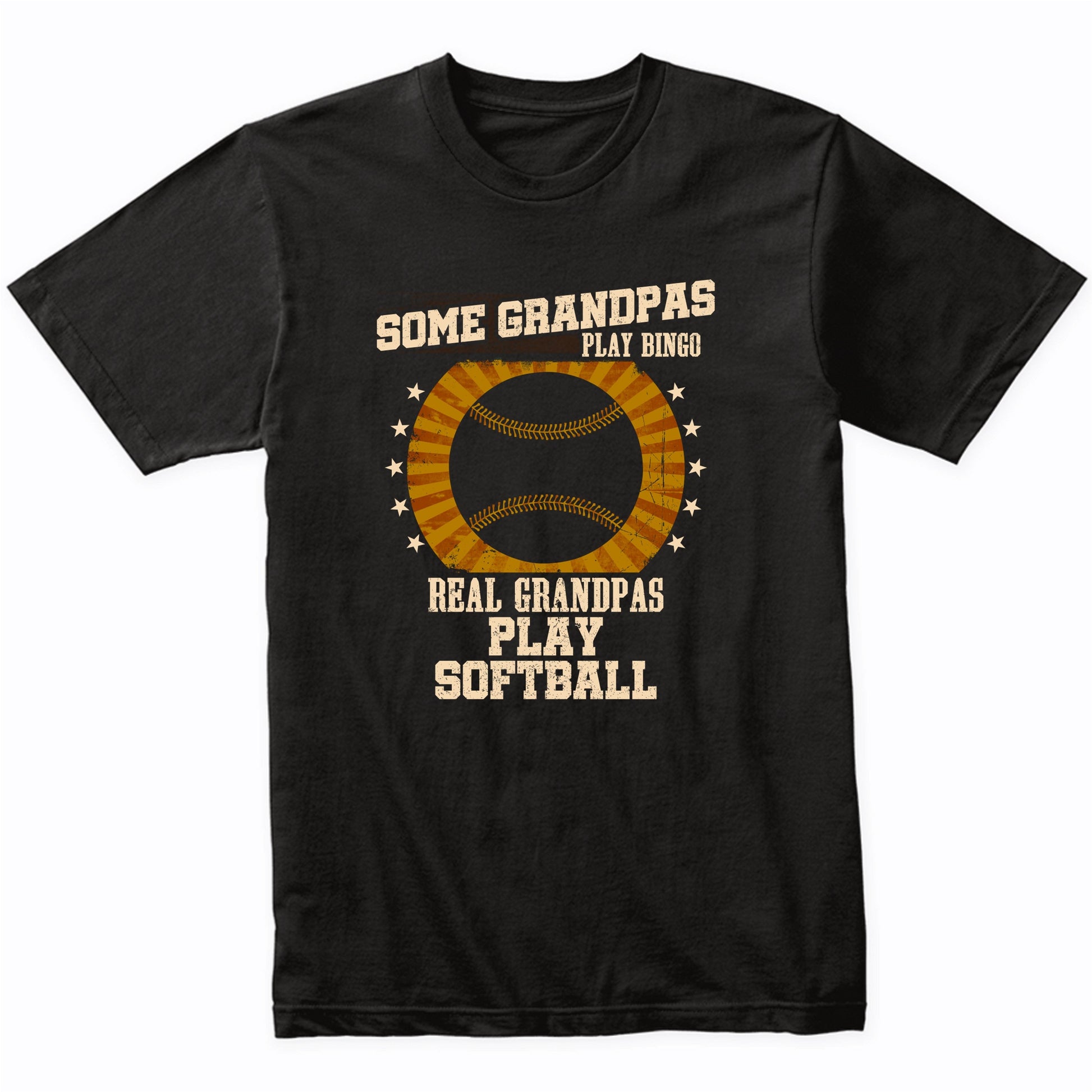 Softball Grandpa Shirt - Real Grandpas Play Softball T-Shirt