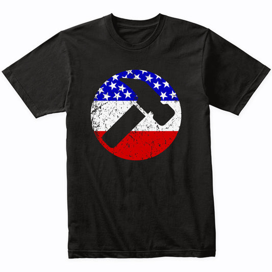 American Flag Carpenter Shirt - Retro Hammer T-Shirt