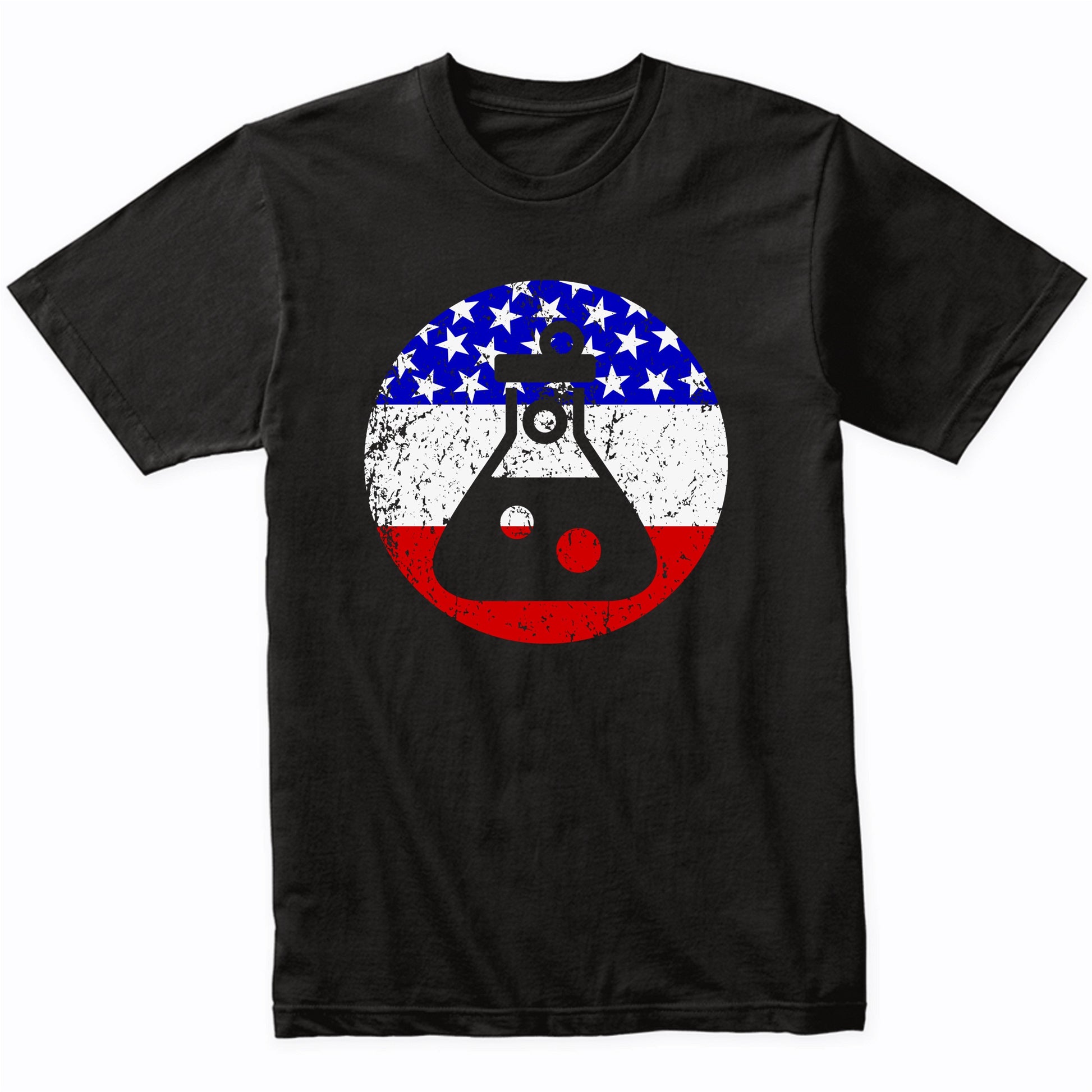 American Flag Chemist Scientist Shirt - Retro Test Tube Flask T-Shirt