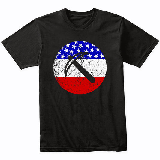 American Flag Geologist Miner Shirt - Retro Pick Axe T-Shirt