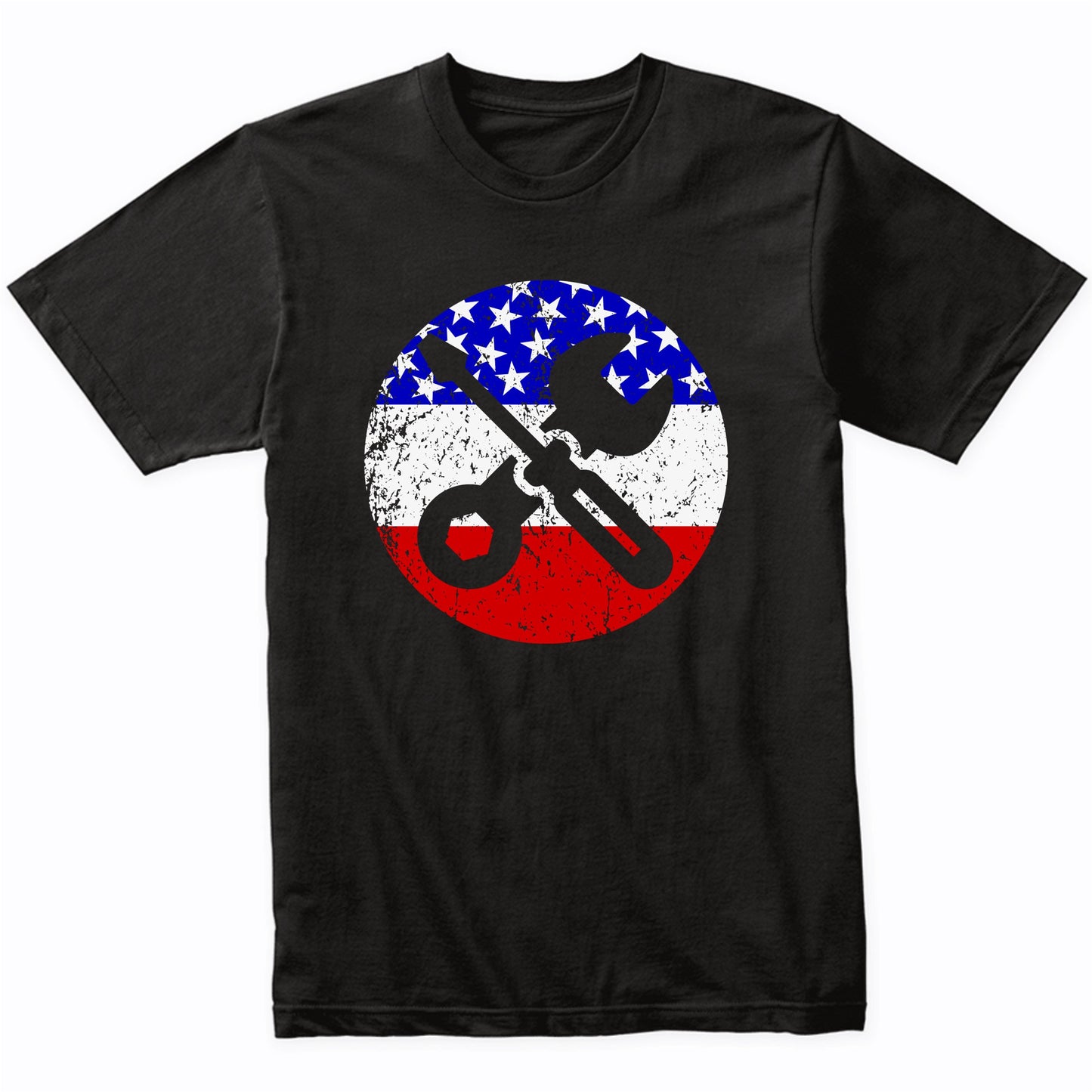 American Flag Car Mechanic Shirt - Retro Screwdriver Wrench T-Shirt