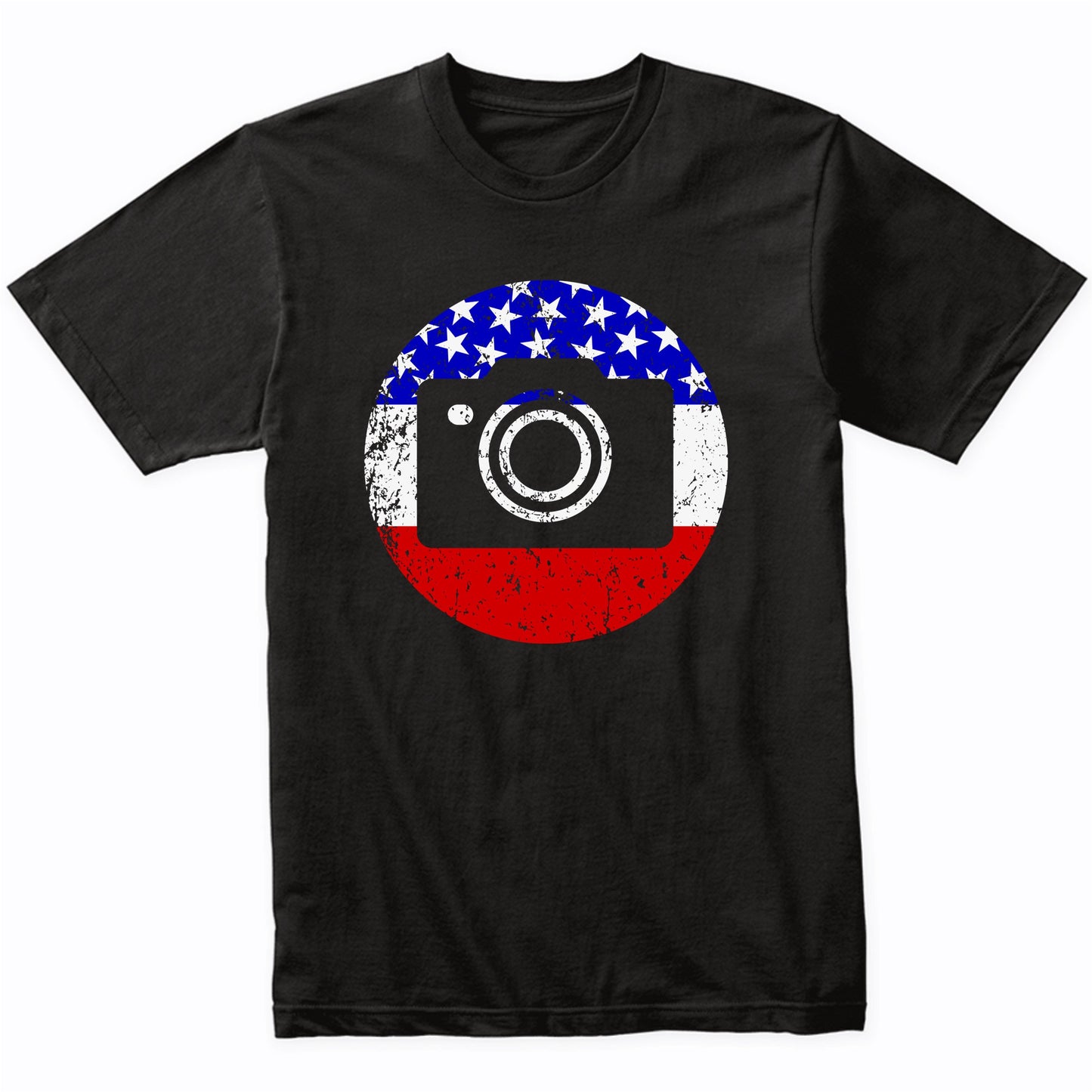 American Flag Photographer Shirt - Retro Camera T-Shirt
