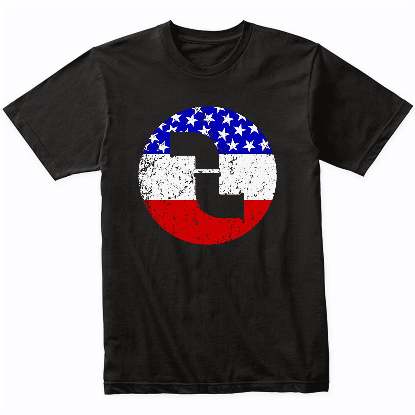 American Flag Plumber Shirt - Retro Water Pipes T-Shirt