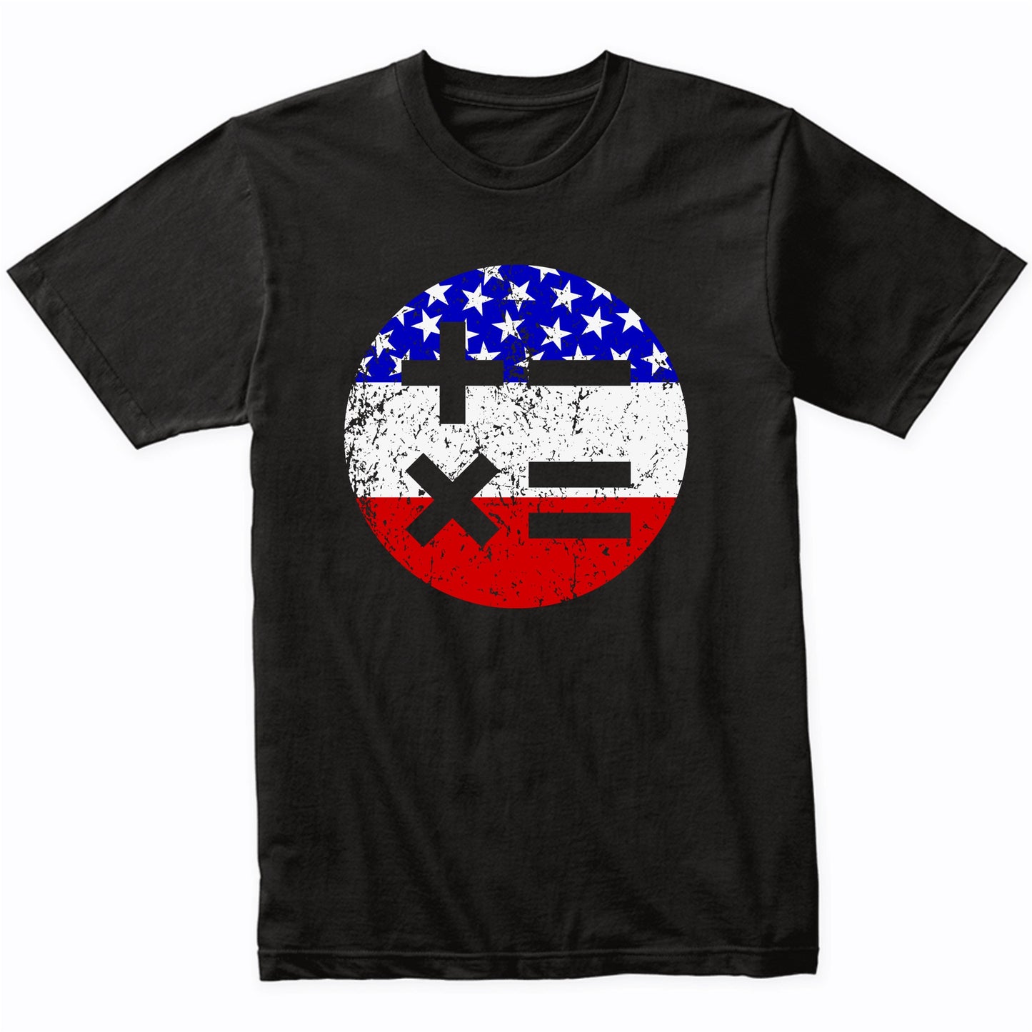 American Flag Math Teacher Shirt - Retro Math Symbols T-Shirt