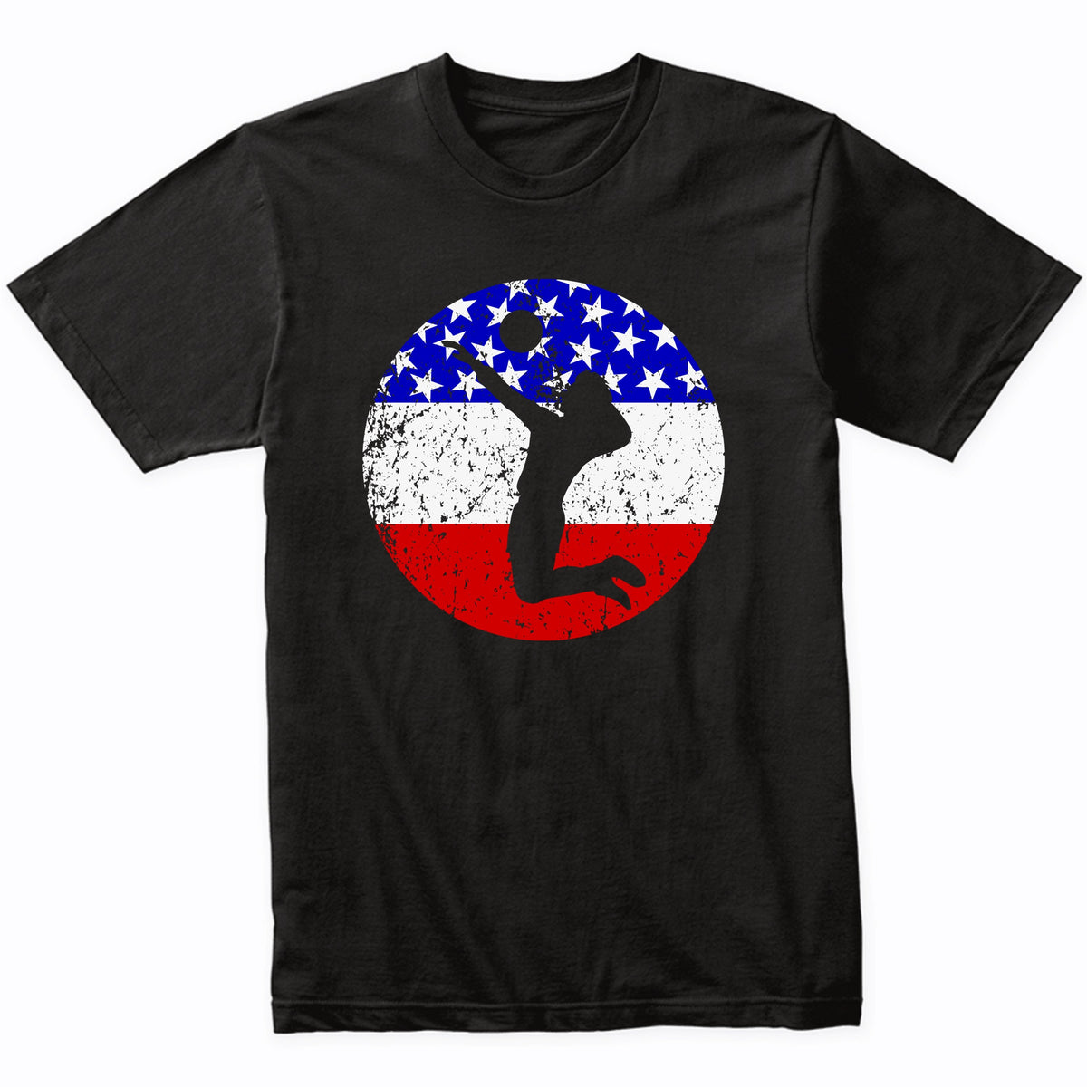 American Flag Volleyball Shirt - Retro Volleyball Player T-Shirt