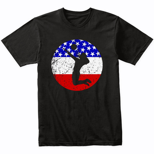 American Flag Volleyball Shirt - Retro Volleyball Player T-Shirt