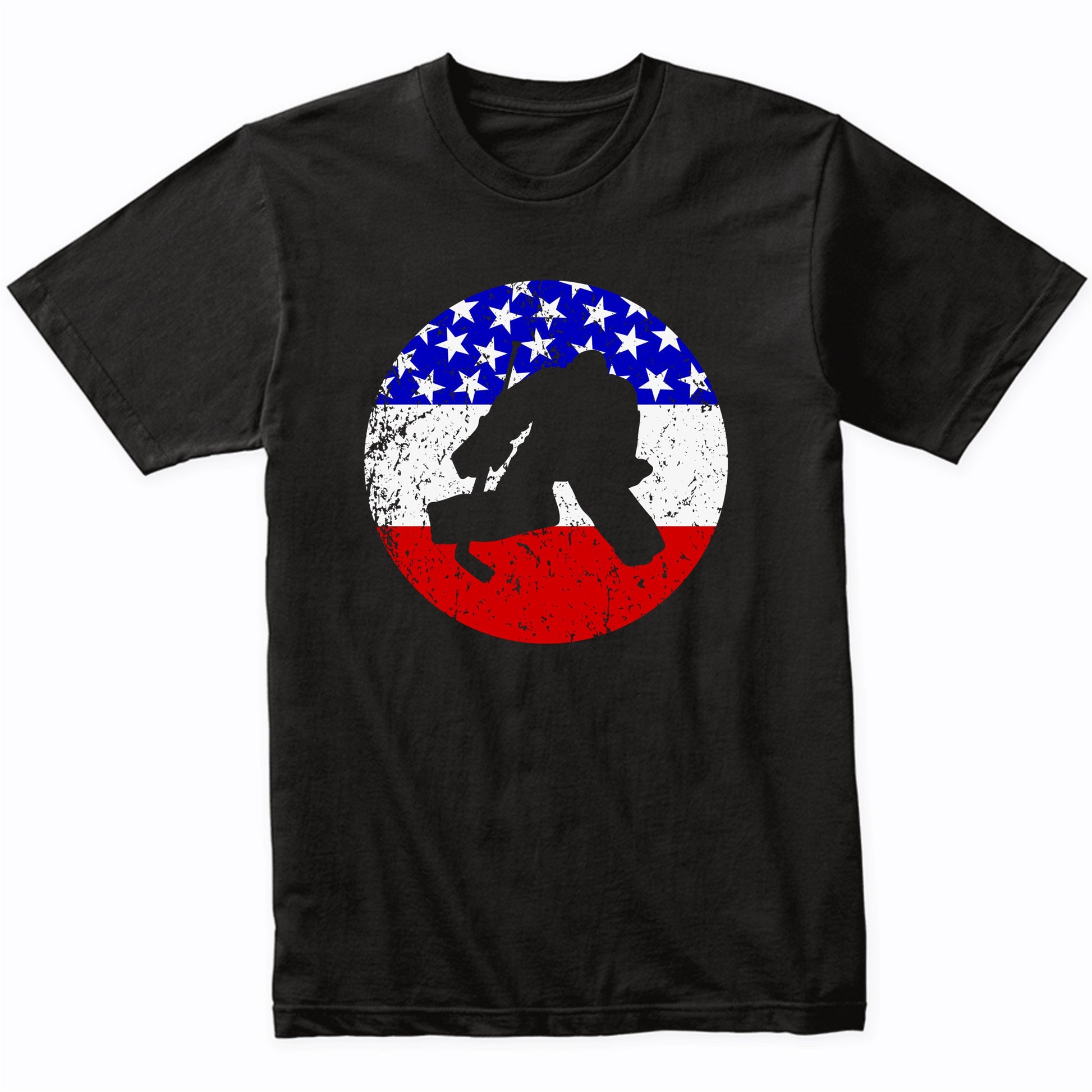 American Flag Hockey Shirt - Retro Hockey Goalie T-Shirt
