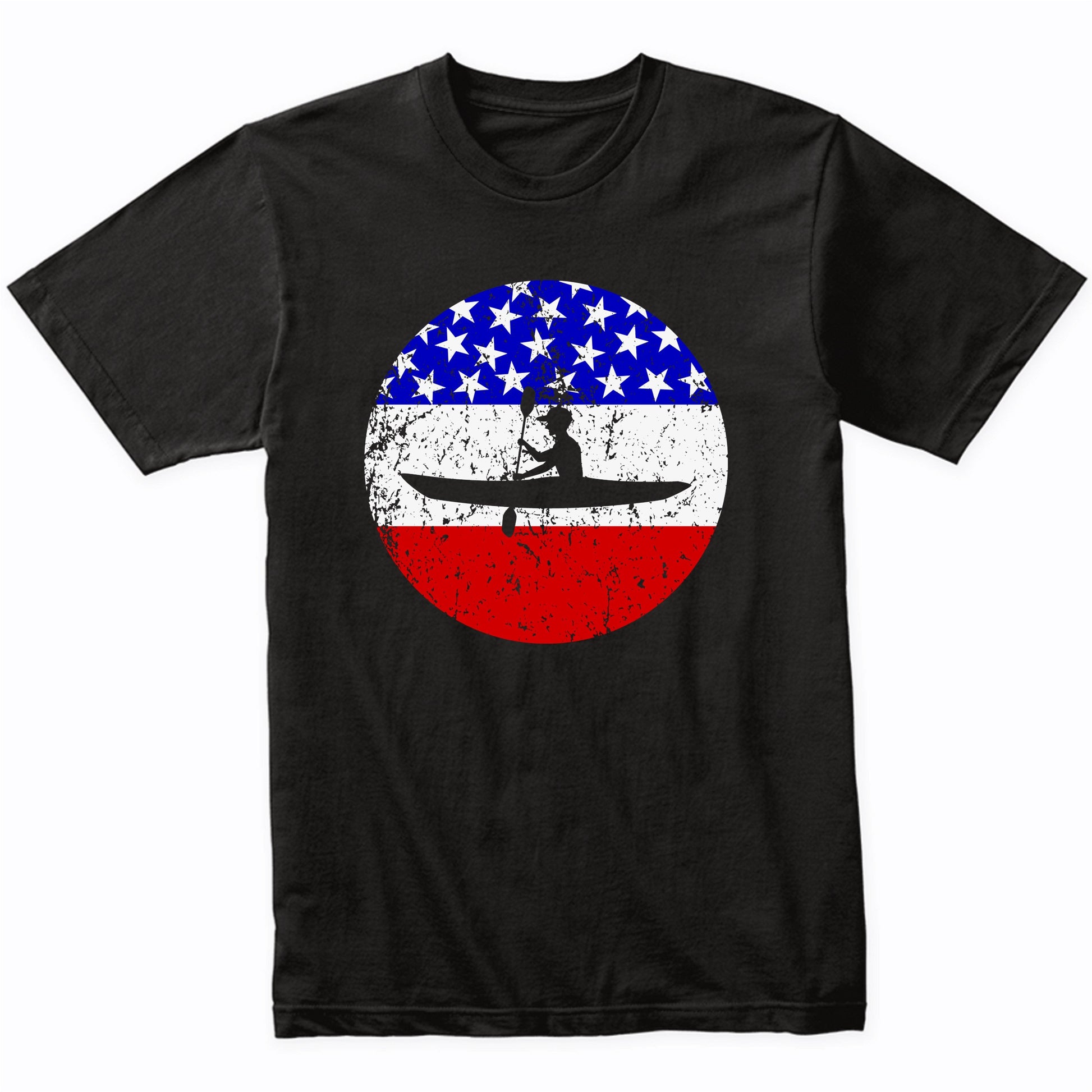 American Flag Kayaking Shirt - Retro Kayak T-Shirt