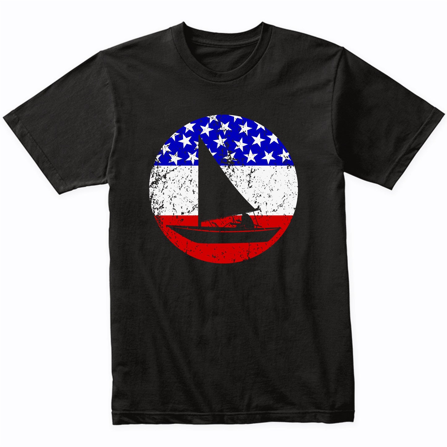 American Flag Sailing Shirt - Retro Sail Boat T-Shirt