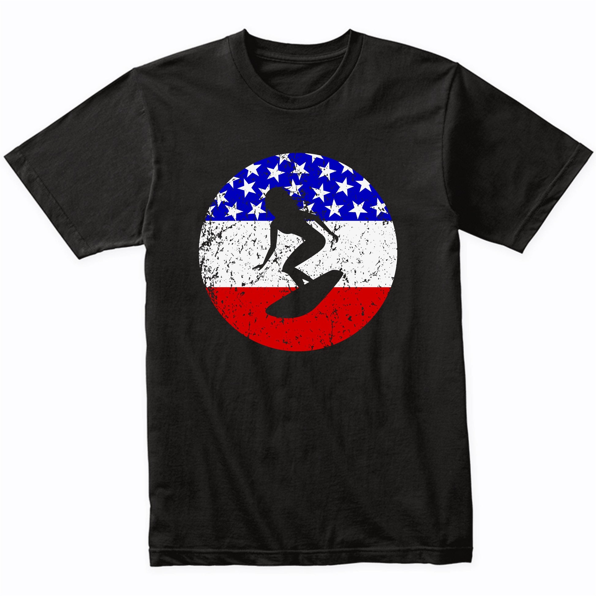 American Flag Surfing Shirt - Retro Surfer T-Shirt