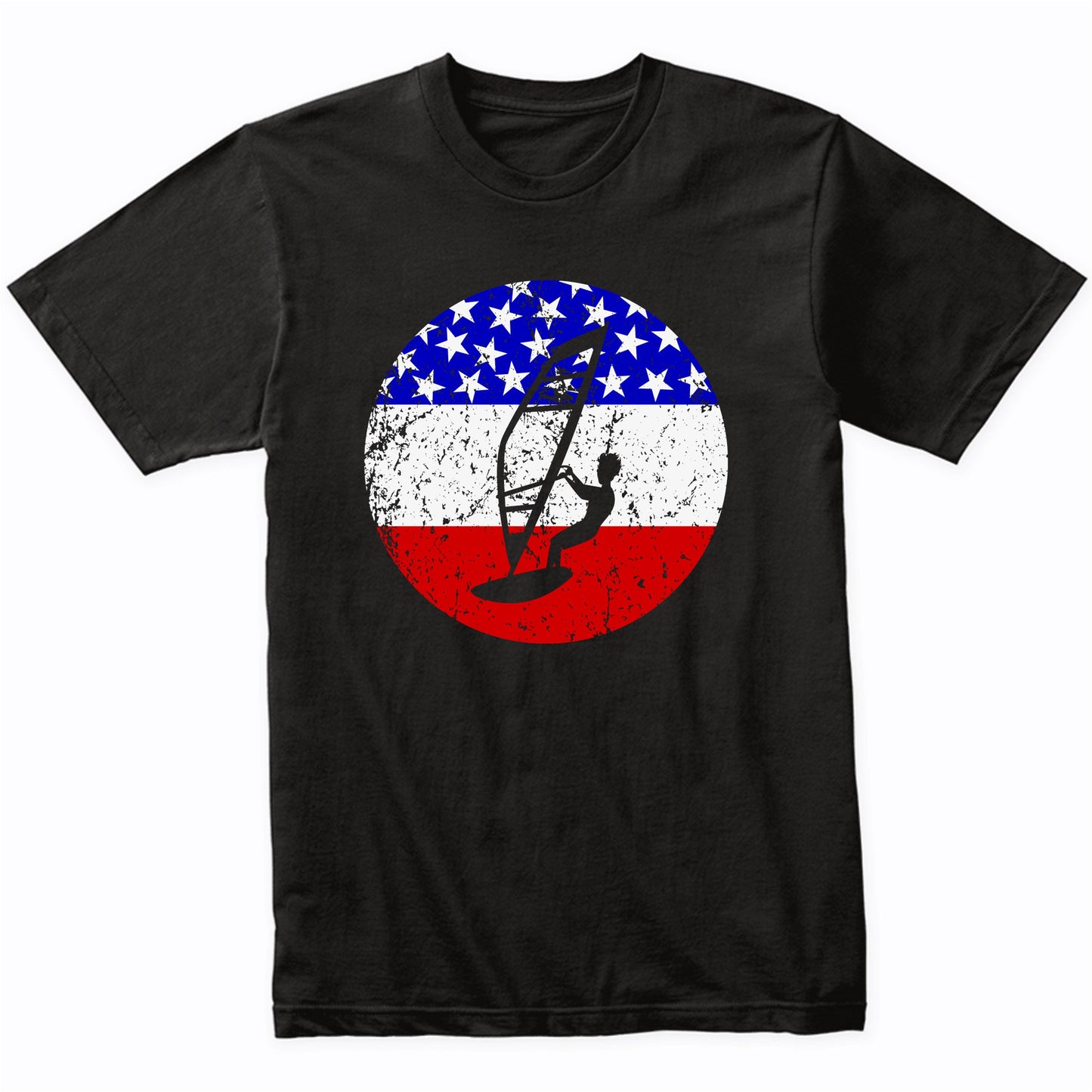 American Flag Windsurfing Shirt - Retro Windsurfer T-Shirt