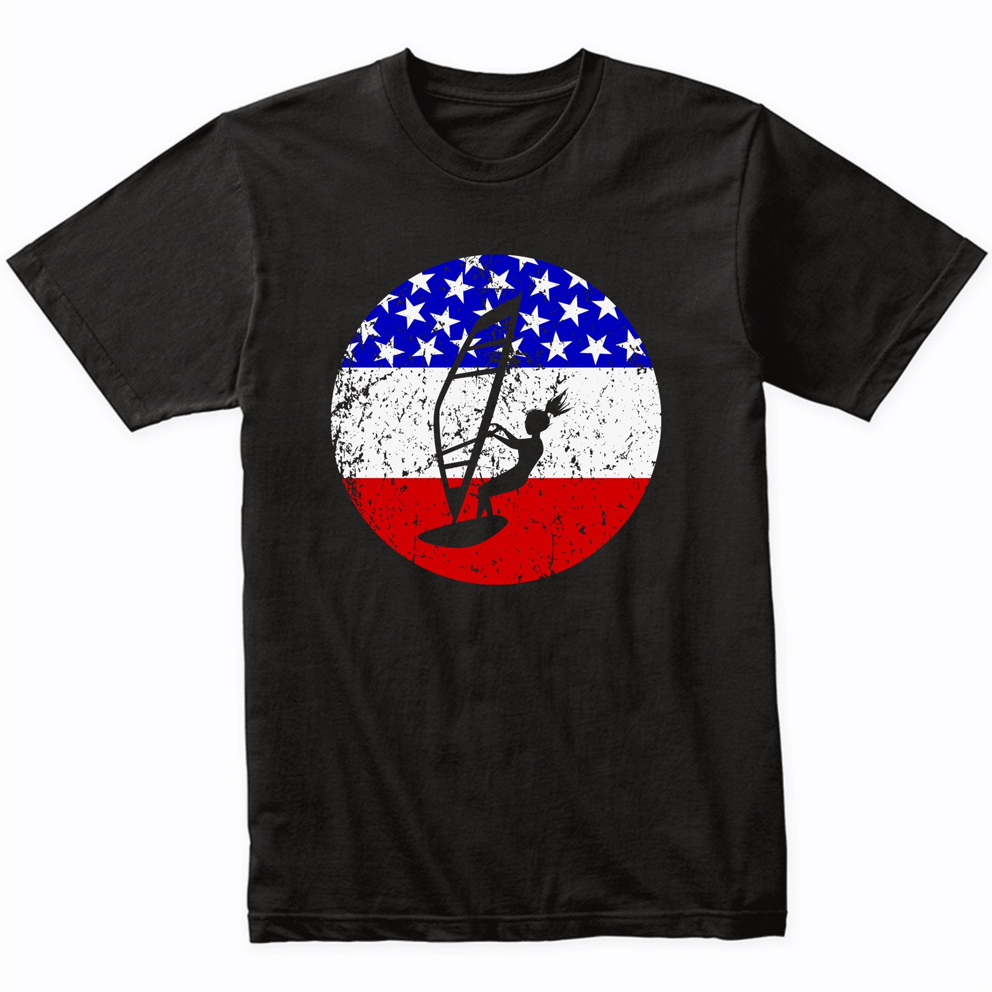 American Flag Windsurfing Shirt - Retro Windsurfer T-Shirt