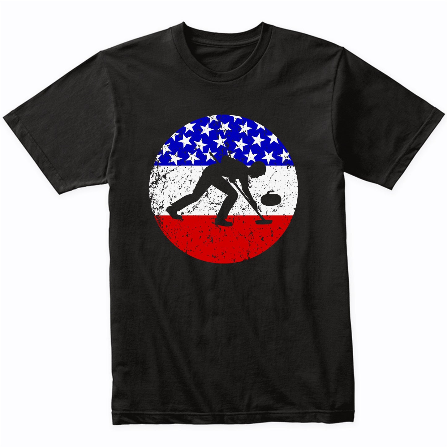American Flag Curling Shirt - Retro Curler T-Shirt