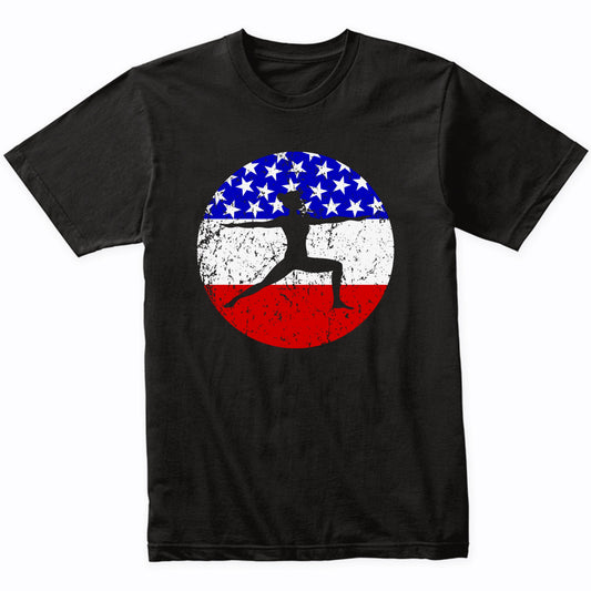 American Flag Yoga Shirt - Retro Yoga Pose T-Shirt