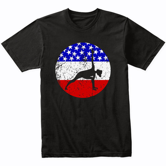 American Flag Yoga Shirt - Retro Yoga Pose T-Shirt