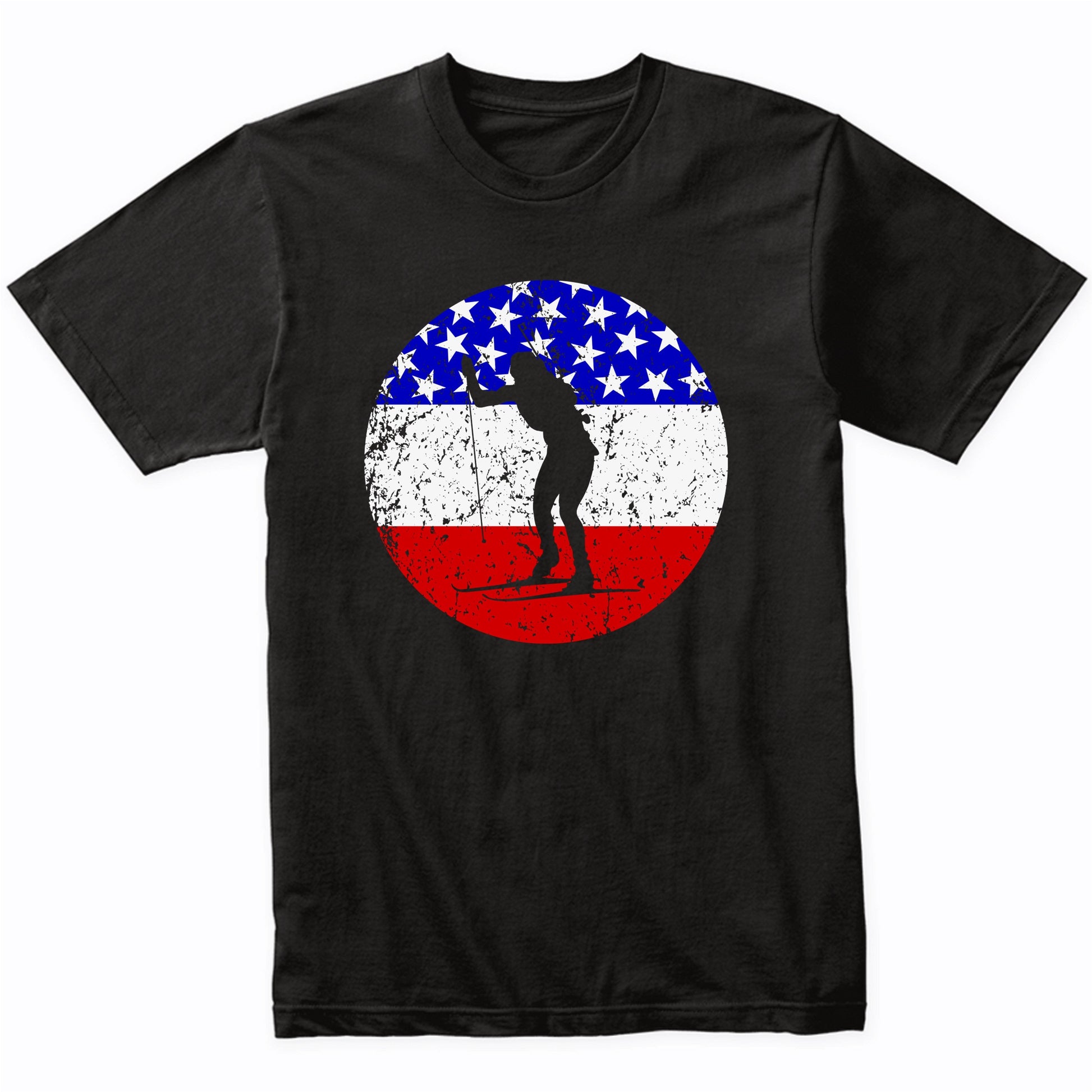 American Flag Biathlon Shirt - Retro Biathlete T-Shirt