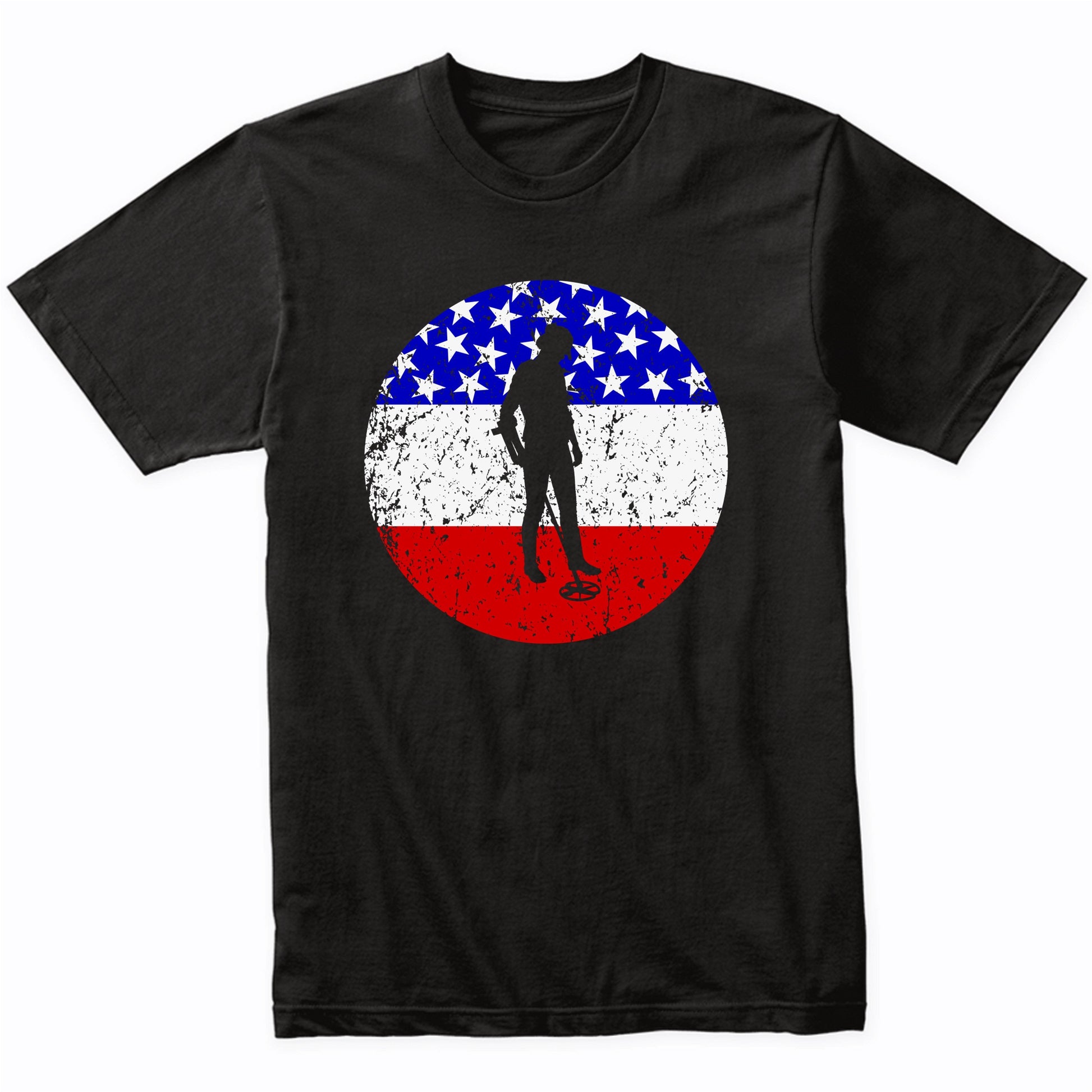 American Flag Metal Detecting Shirt - Retro Coinshooter T-Shirt