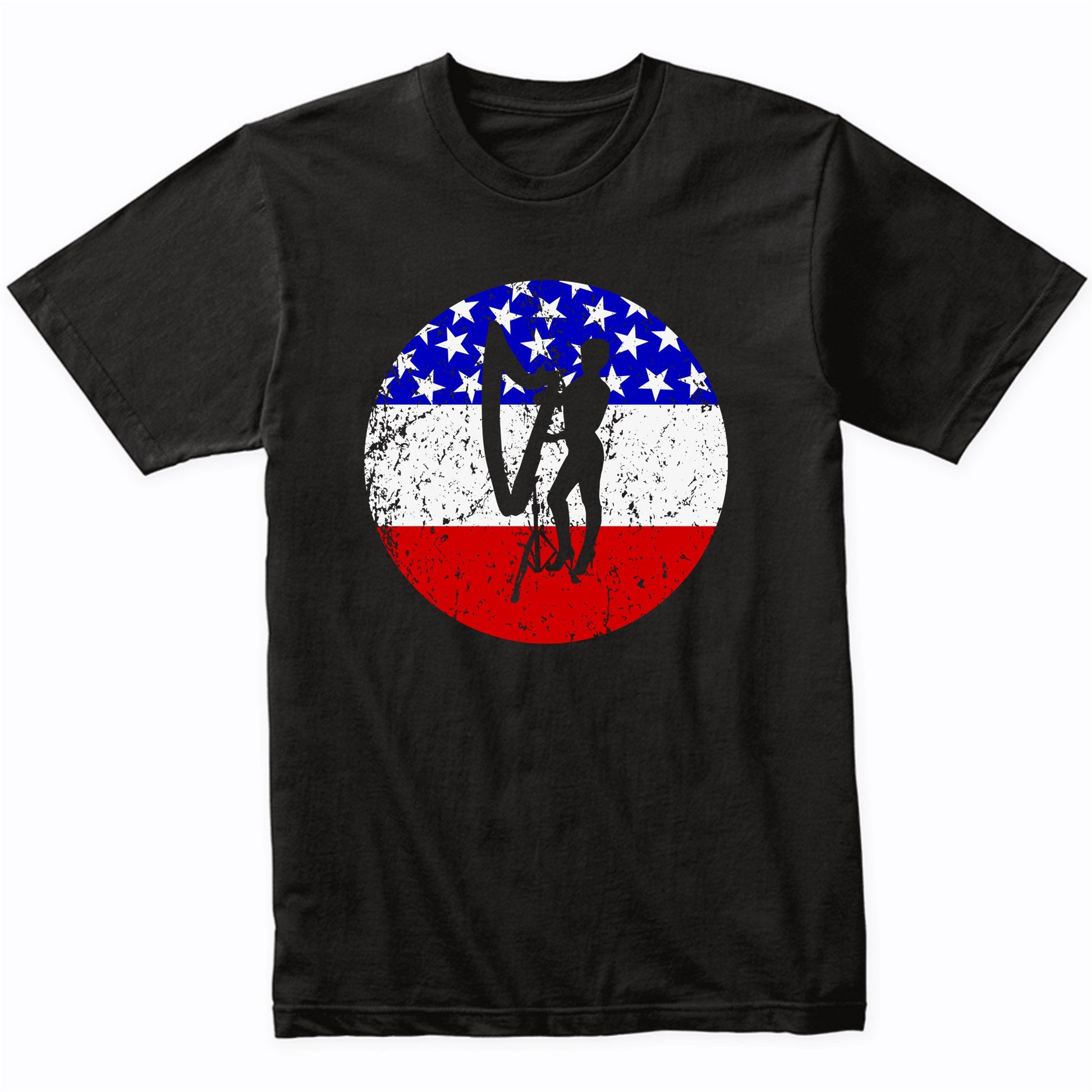 American Flag Harp Shirt - Retro Music T-Shirt