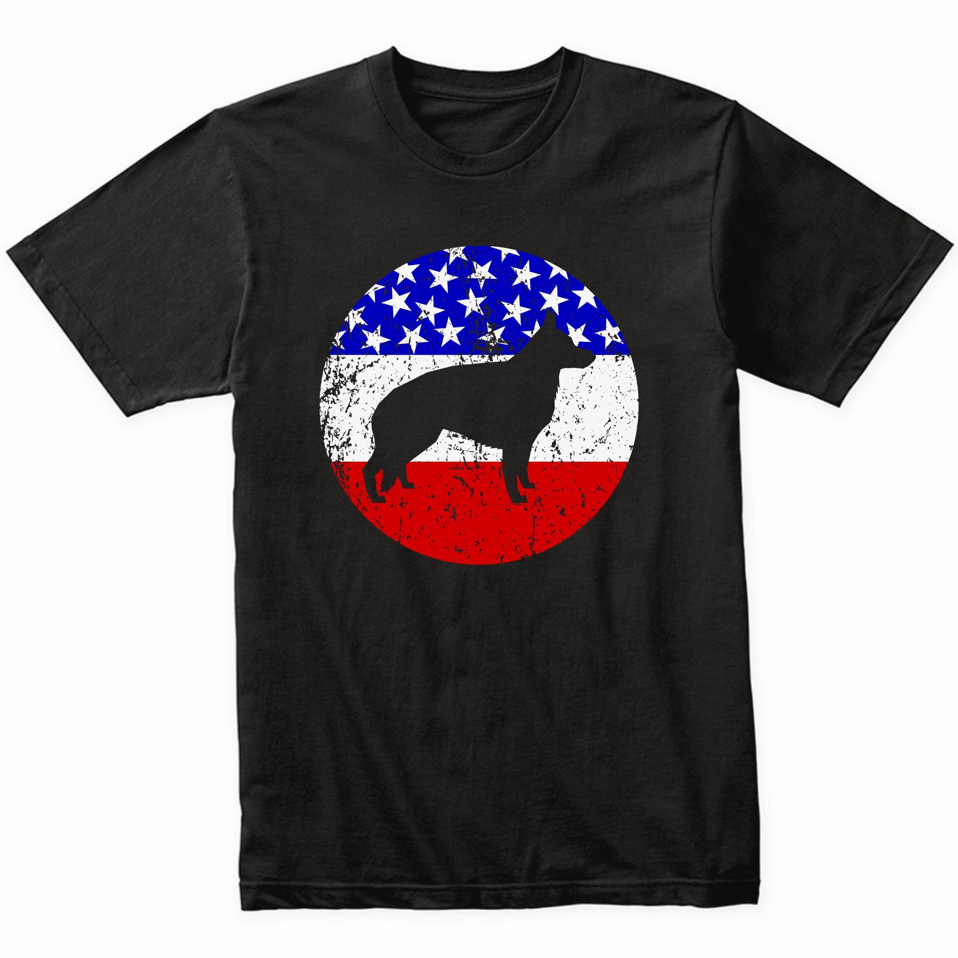 American Flag German Shepherd Shirt - Retro German Shepherd Dog T-Shirt