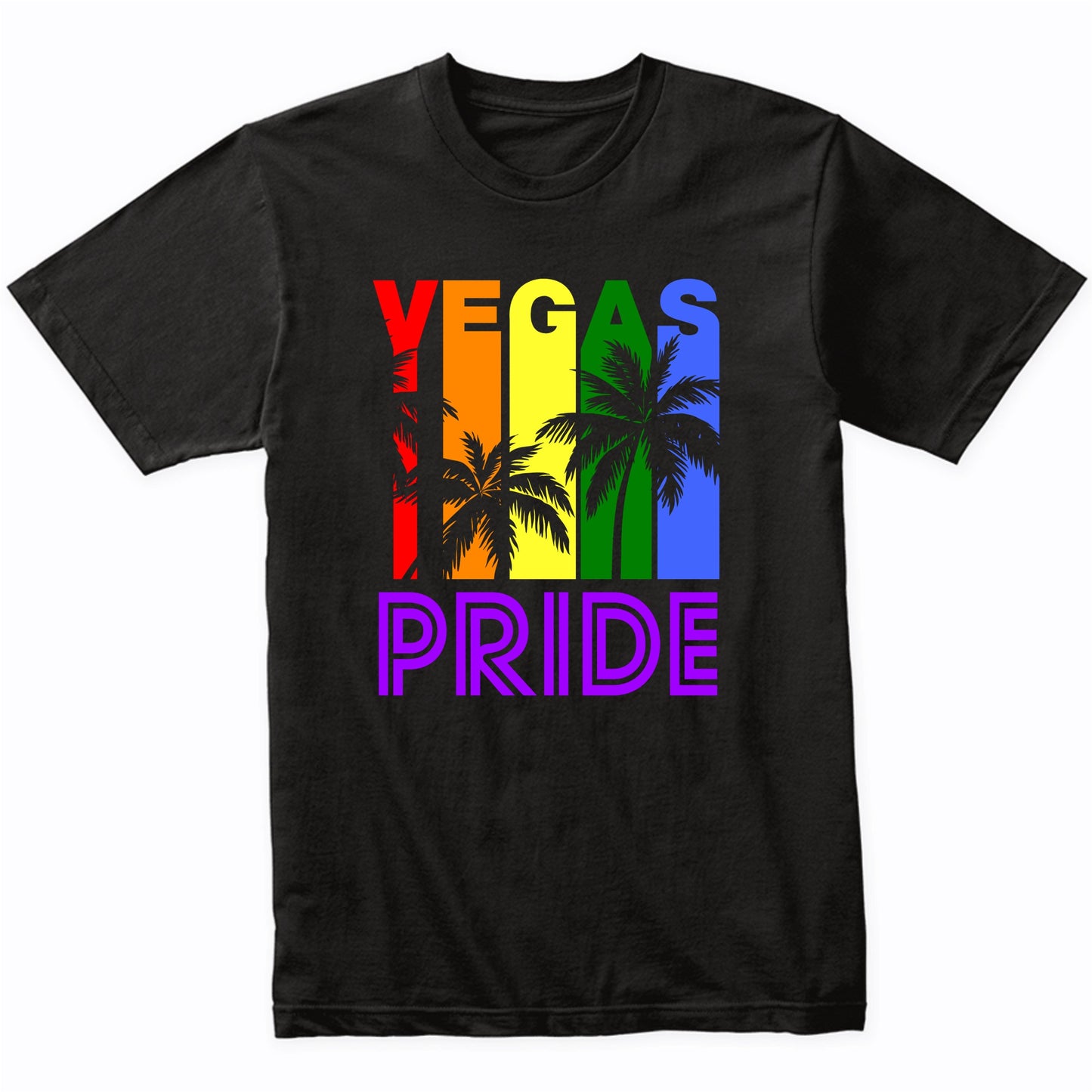 Las Vegas  Pride Gay Pride LGBTQ Rainbow Palm Trees T-Shirt