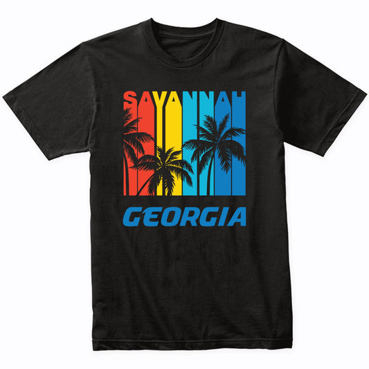 Retro Savannah Georgia Palm Trees Vacation T-Shirt