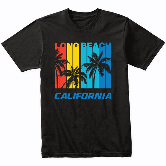 Retro Long Beach California Palm Trees Vacation T-Shirt