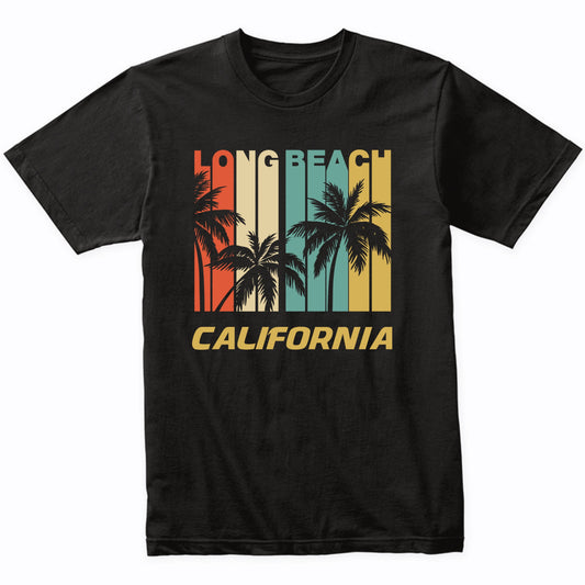 Retro Long Beach California Palm Trees Vacation T-Shirt