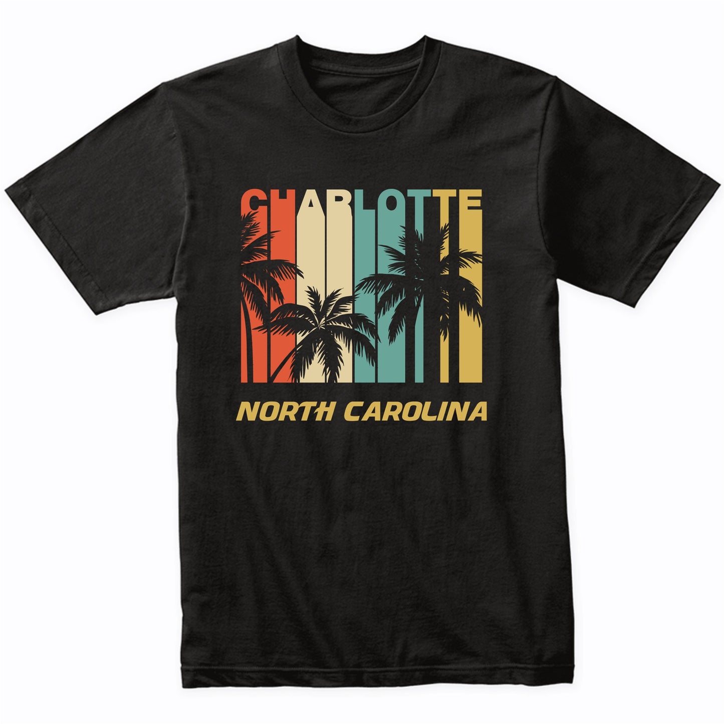 Retro Charlotte North Carolina Palm Trees Vacation T-Shirt