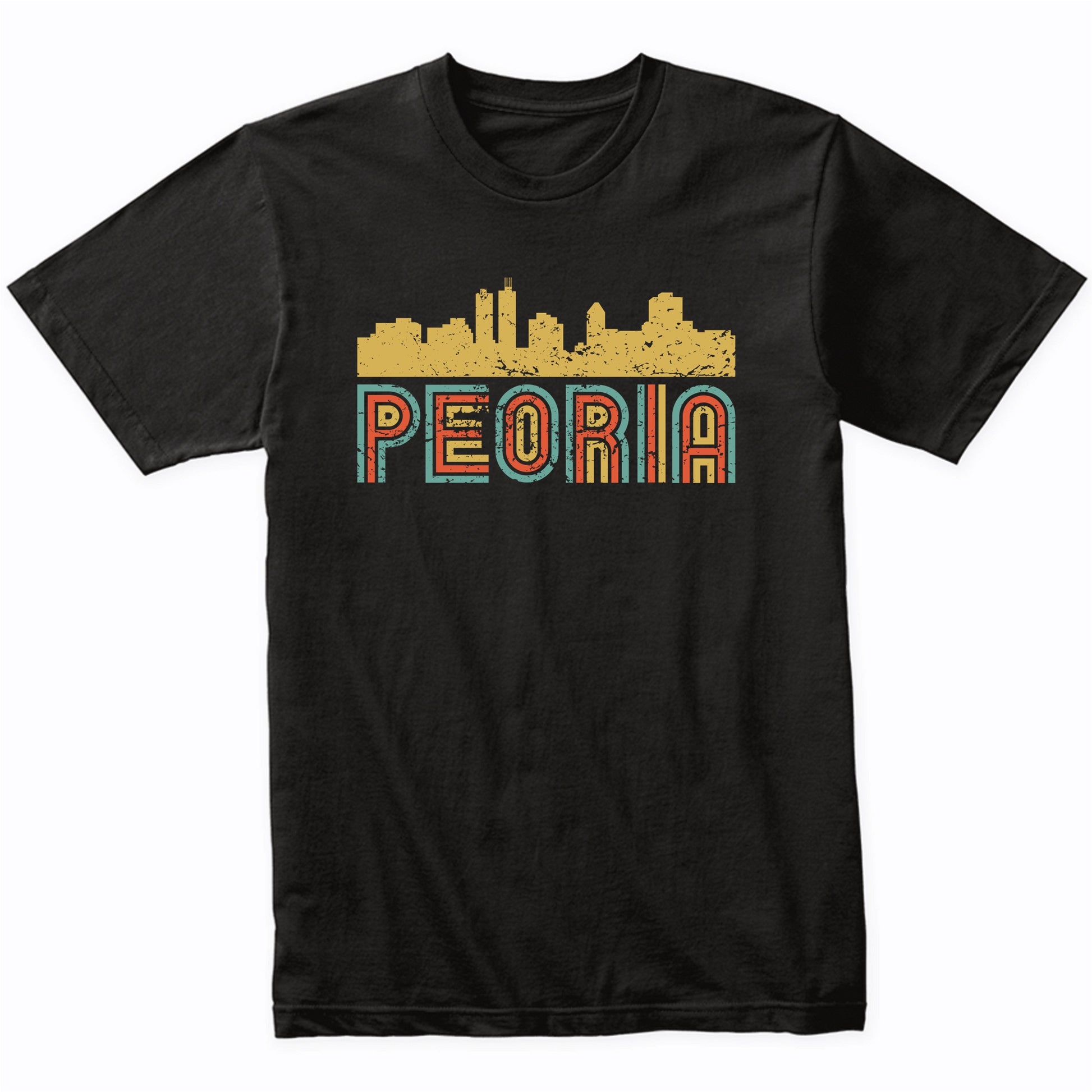 Retro Peoria Illinois Skyline T-Shirt
