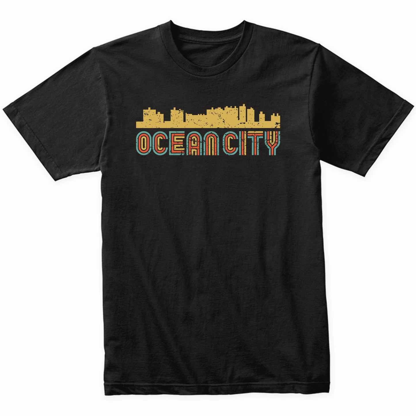 Retro Ocean City Maryland Skyline T-Shirt